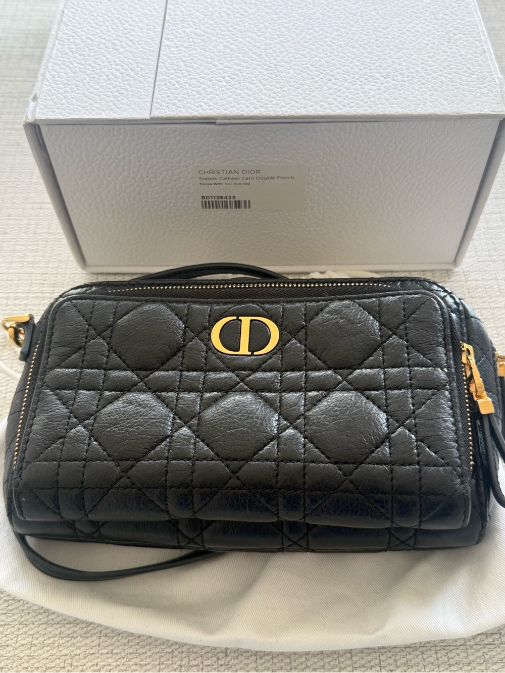 Dior Supple Calfskin Caro Double Pouch Black - Picture 2 of 15